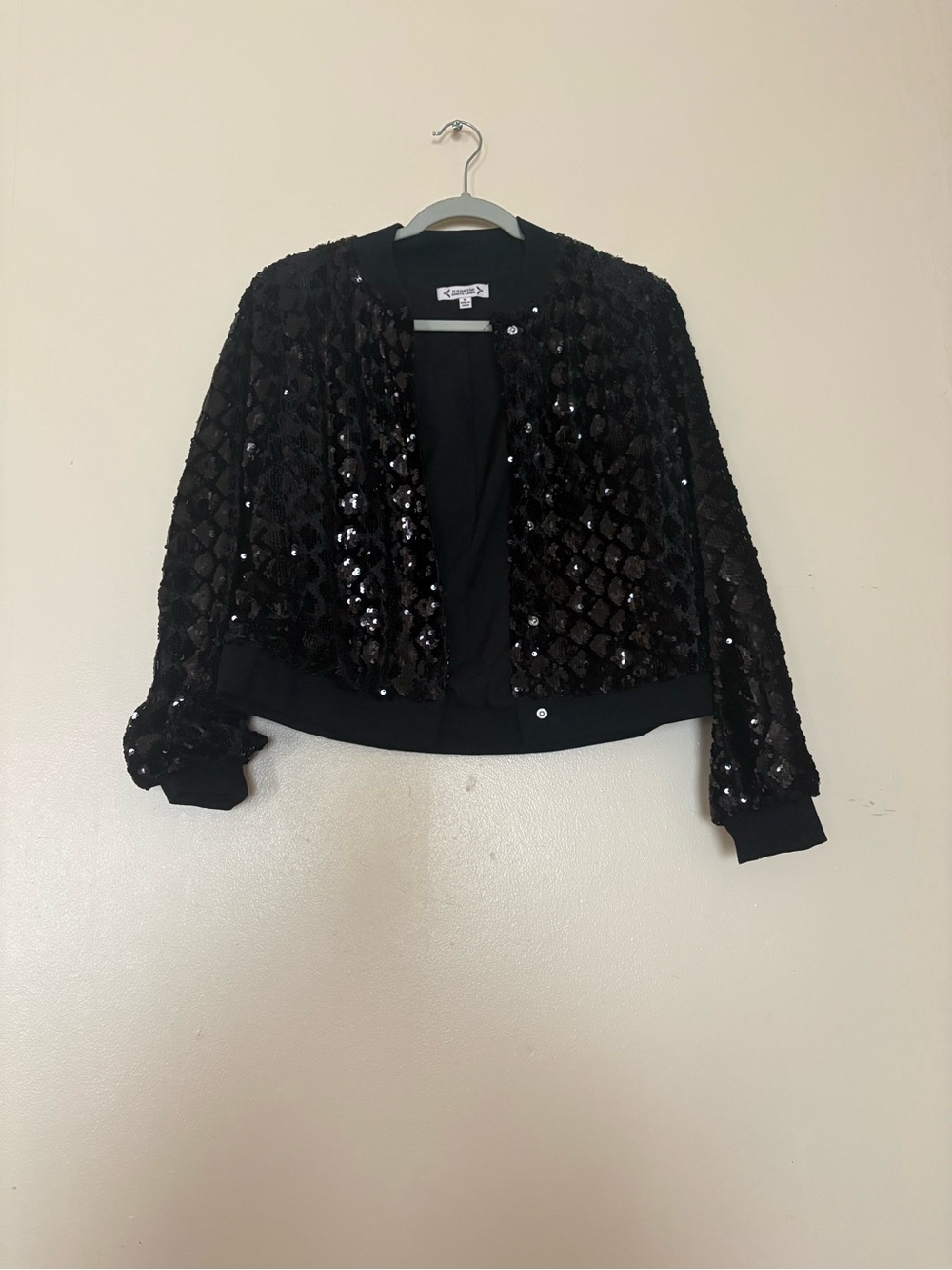 Nanette Lepore Black Sequin Bomber Jacket